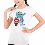 Fashion, accesorii si bijuterii - Copii - Imbracaminte copii - Tricouri copii - Tricou Copii Fete Gumball Bluey Labubu CoolTrend, alb, marime M Copii - Infinity.ro