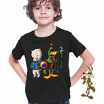 Fashion, accesorii si bijuterii - Copii - Imbracaminte copii - Tricouri copii - Tricou Copii Baieti Porky Daffy Vrajitor Looney Tunes, negru, marime S Copii - Infinity.ro