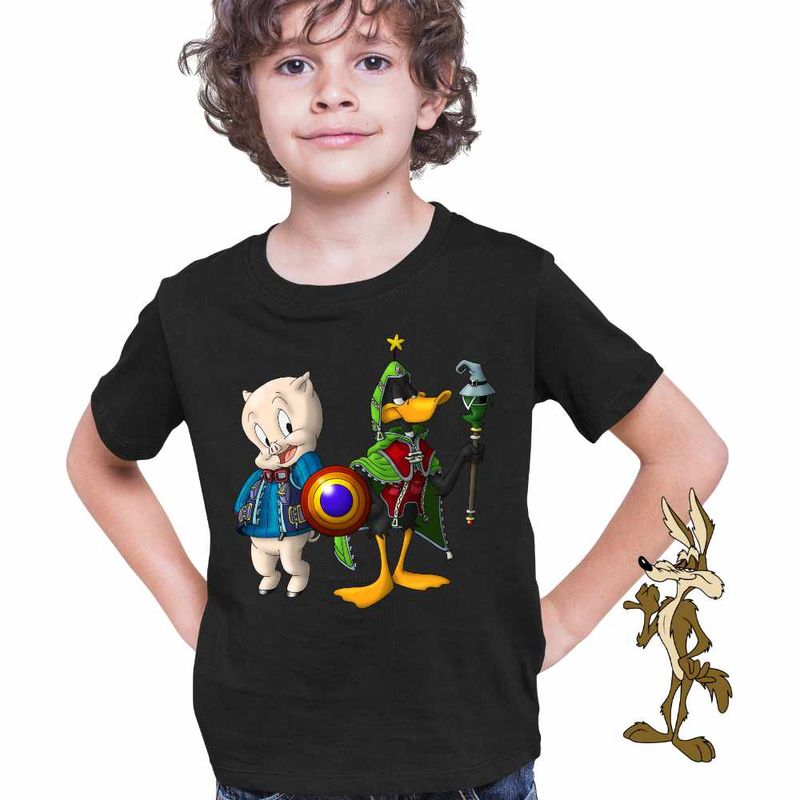 Fashion, accesorii si bijuterii - Copii - Imbracaminte copii - Tricouri copii - Tricou Copii Baieti Porky Daffy Vrajitor Looney Tunes, negru, marime S Copii - Infinity.ro