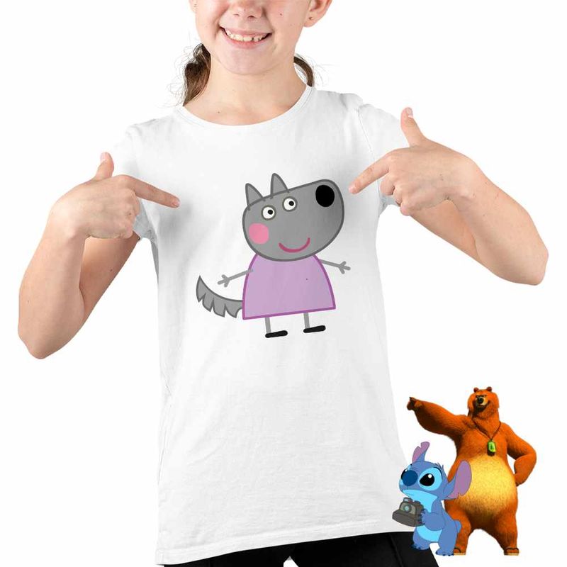 Fashion, accesorii si bijuterii - Copii - Imbracaminte copii - Tricouri copii - Tricou Copii Fete Lupoaica Wendy Purcelusa Peppa Pig CoolTrend, alb, marime M Copii - Infinity.ro