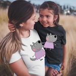 Fashion, accesorii si bijuterii - Copii - Imbracaminte copii - Tricouri copii - Tricou Copii Fete Lupoaica Wendy Purcelusa Peppa Pig CoolTrend, alb, marime M Copii - Infinity.ro