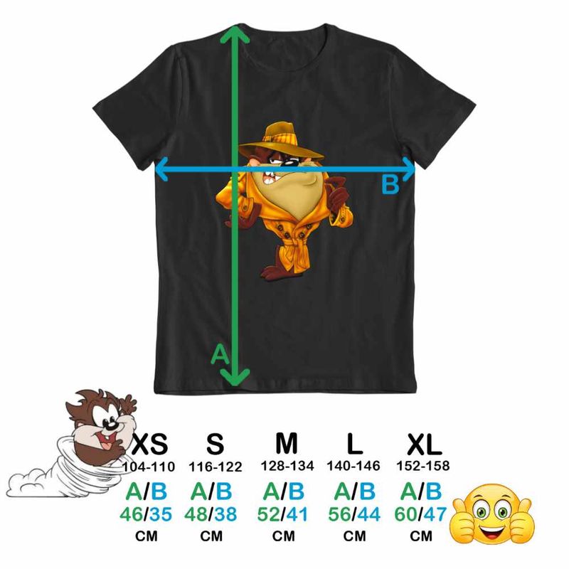 Fashion, accesorii si bijuterii - Copii - Imbracaminte copii - Tricouri copii - Tricou Copii Baieti Taz Mafiot Diavol Tasmanian, negru, marime XL Copii - Infinity.ro