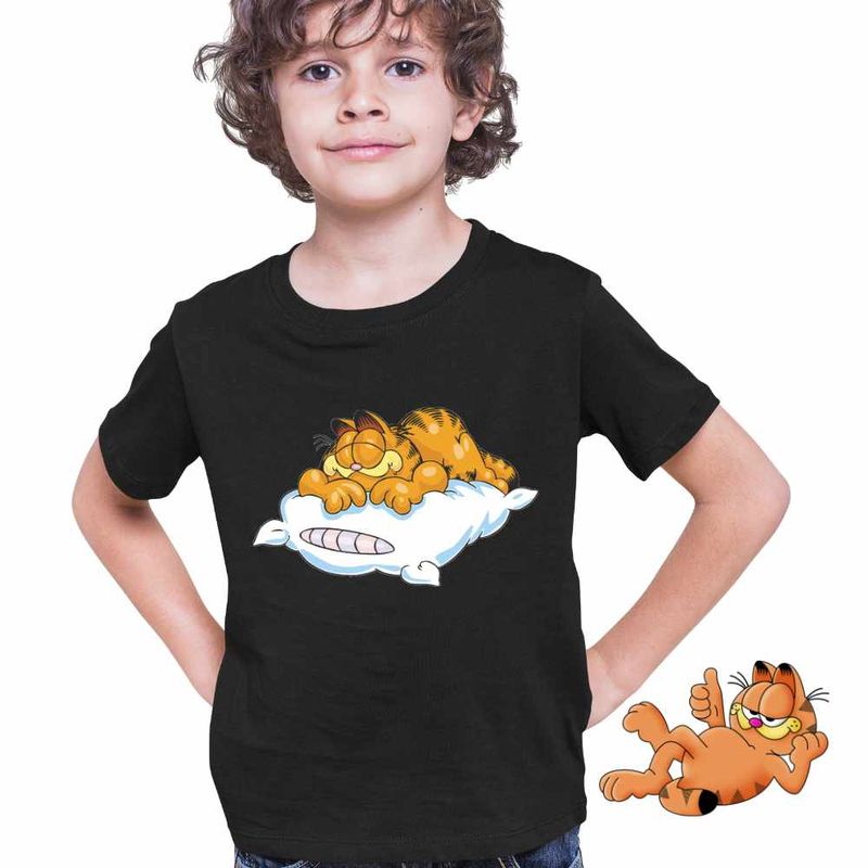 Fashion, accesorii si bijuterii - Copii - Imbracaminte copii - Tricouri copii - Tricou Copii Baieti Garfield Somn Perna Nani, negru, marime XS Copii - Infinity.ro
