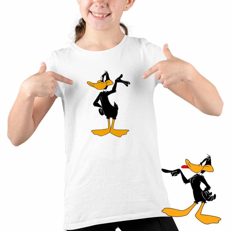 Fashion, accesorii si bijuterii - Copii - Imbracaminte copii - Tricouri copii - Tricou Copii Fete Ratoiul Negru Daffy Duck, alb, marime L Copii - Infinity.ro