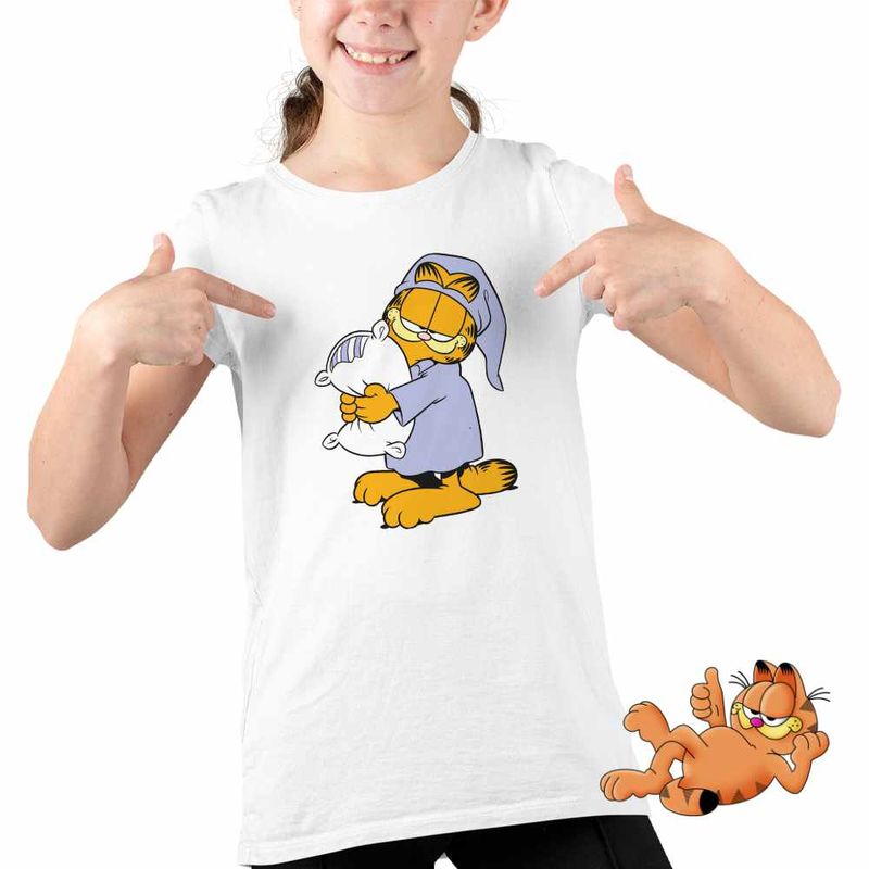 Fashion, accesorii si bijuterii - Copii - Imbracaminte copii - Tricouri copii - Tricou Copii Fete Garfield Somnoros Perna Noapte, alb, marime XL Copii - Infinity.ro