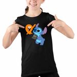 Fashion, accesorii si bijuterii - Copii - Imbracaminte copii - Tricouri copii - Tricou Copii Fete Lamput Stitch CoolTrend, negru, marime XL Copii - Infinity.ro