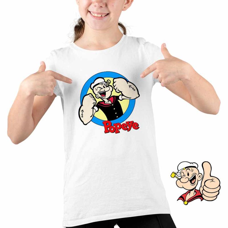Fashion, accesorii si bijuterii - Copii - Imbracaminte copii - Tricouri copii - Tricou Copii Fete Marinar Popeye Desene Animate Timonier, alb, marime XL Copii - Infinity.ro