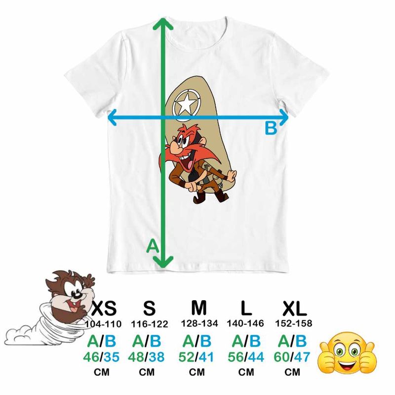 Fashion, accesorii si bijuterii - Copii - Imbracaminte copii - Tricouri copii - Tricou Copii Fete Yosemite Sam Serif Looney Tunes, alb, marime L Copii - Infinity.ro