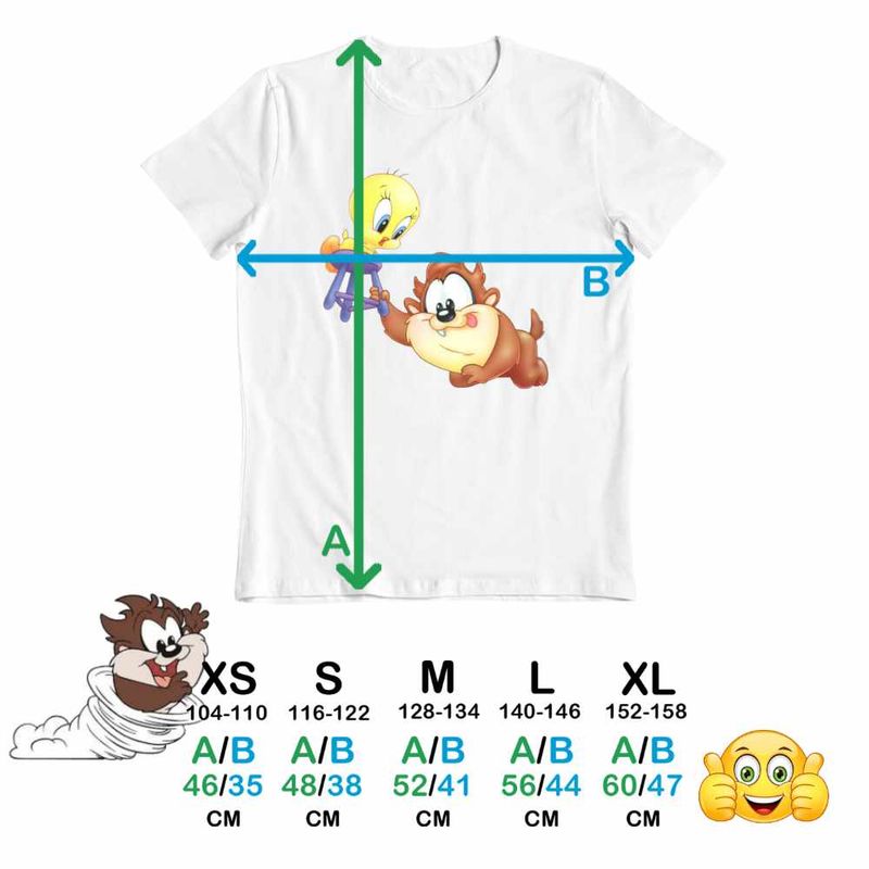 Fashion, accesorii si bijuterii - Copii - Imbracaminte copii - Tricouri copii - Tricou Copii Fete Taz Tweety Diavol Chibi Bebelusi, alb, marime S Copii - Infinity.ro