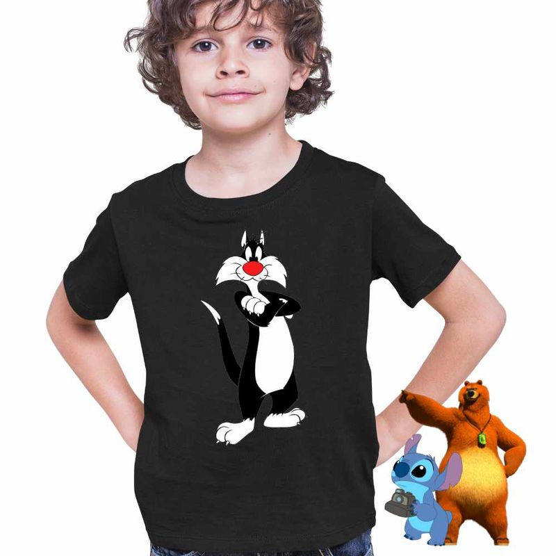 Fashion, accesorii si bijuterii - Copii - Imbracaminte copii - Tricouri copii - Tricou Copii Baieti Tweety Motanul Sylvester CoolTrend, negru, marime XL Copii - Infinity.ro