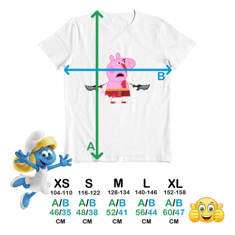 Fashion, accesorii si bijuterii - Copii - Imbracaminte copii - Tricouri copii - Tricou Copii Fete Peppa God of War CoolTrend, alb, marime XL Copii - Infinity.ro