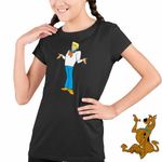 Fashion, accesorii si bijuterii - Copii - Imbracaminte copii - Tricouri copii - Tricou Copii Fete Scooby Doo Fred Jones, negru, marime M Copii - Infinity.ro
