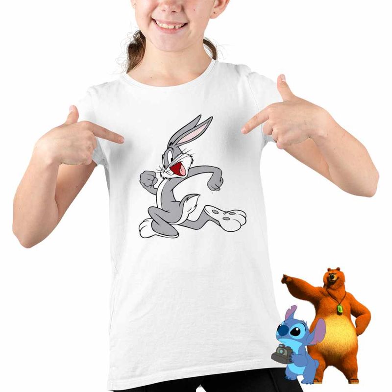 Fashion, accesorii si bijuterii - Copii - Imbracaminte copii - Tricouri copii - Tricou Copii Fete Bugs Bunny Iepuras CoolTrend, alb, marime M Copii - Infinity.ro