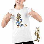 Fashion, accesorii si bijuterii - Copii - Imbracaminte copii - Tricouri copii - Tricou Copii Fete Coiotul Strutul Desene Animate, alb, marime XL Copii - Infinity.ro