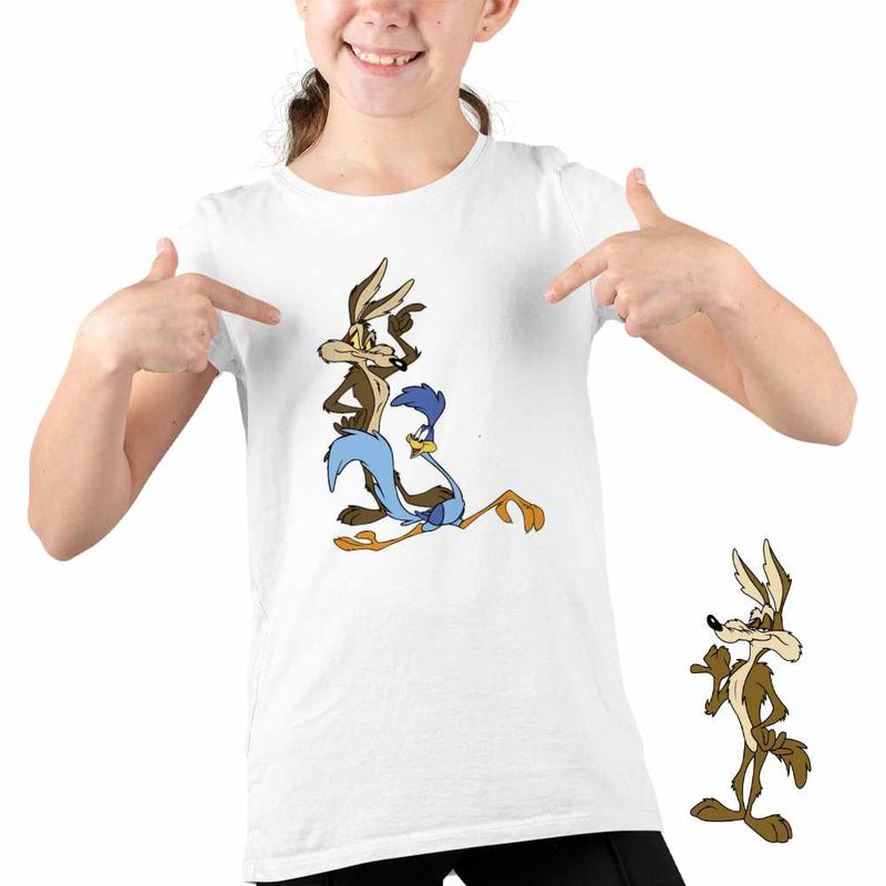 Fashion, accesorii si bijuterii - Copii - Imbracaminte copii - Tricouri copii - Tricou Copii Fete Coiotul Strutul Desene Animate, alb, marime XL Copii - Infinity.ro