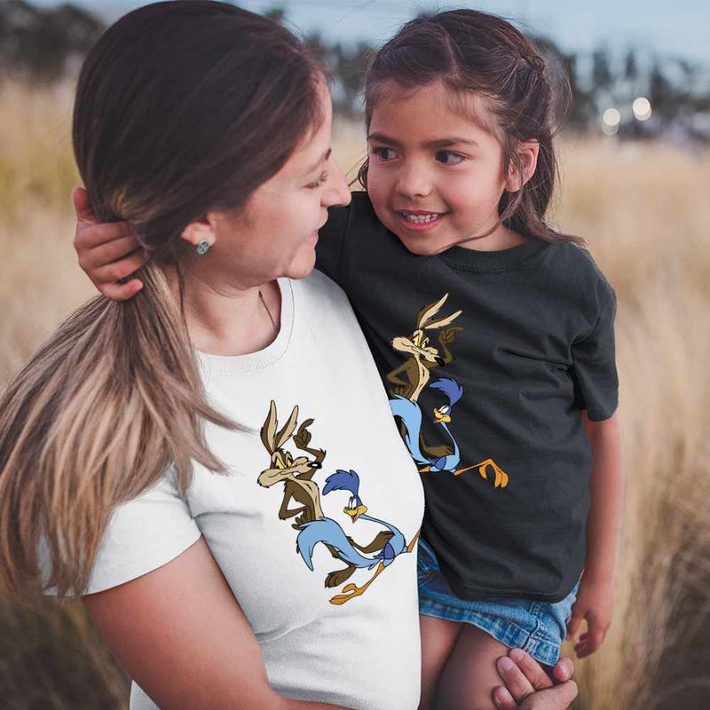 Fashion, accesorii si bijuterii - Copii - Imbracaminte copii - Tricouri copii - Tricou Copii Fete Coiotul Strutul Desene Animate, alb, marime XL Copii - Infinity.ro