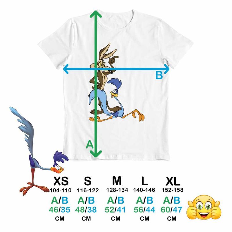 Fashion, accesorii si bijuterii - Copii - Imbracaminte copii - Tricouri copii - Tricou Copii Fete Coiotul Strutul Desene Animate, alb, marime XL Copii - Infinity.ro