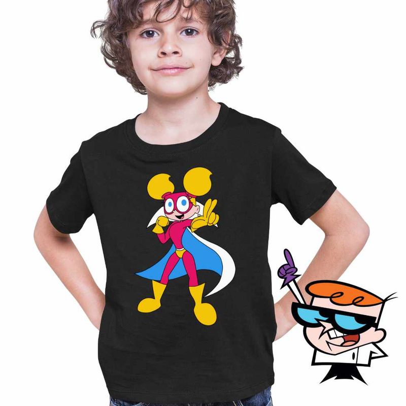 Fashion, accesorii si bijuterii - Copii - Imbracaminte copii - Tricouri copii - Tricou Copii Baieti Dexter Laboratory Dee Dee Super Erou, negru, marime S Copii - Infinity.ro