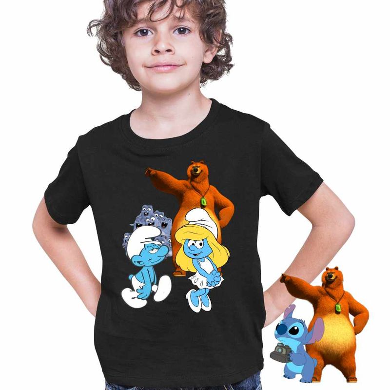 Fashion, accesorii si bijuterii - Copii - Imbracaminte copii - Tricouri copii - Tricou Copii Baieti Strumfii Grizzy Lemingii Strumfita CoolTrend, negru, marime XL Copii - Infinity.ro