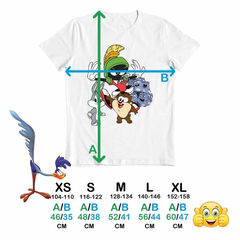 Fashion, accesorii si bijuterii - Copii - Imbracaminte copii - Tricouri copii - Tricou Copii Fete Marvin Martian Bugs Bunny Taz Lemingii, alb, marime XL Copii - Infinity.ro