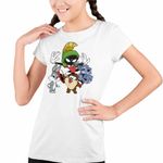 Fashion, accesorii si bijuterii - Copii - Imbracaminte copii - Tricouri copii - Tricou Copii Fete Marvin Martian Bugs Bunny Taz Lemingii, alb, marime XL Copii - Infinity.ro