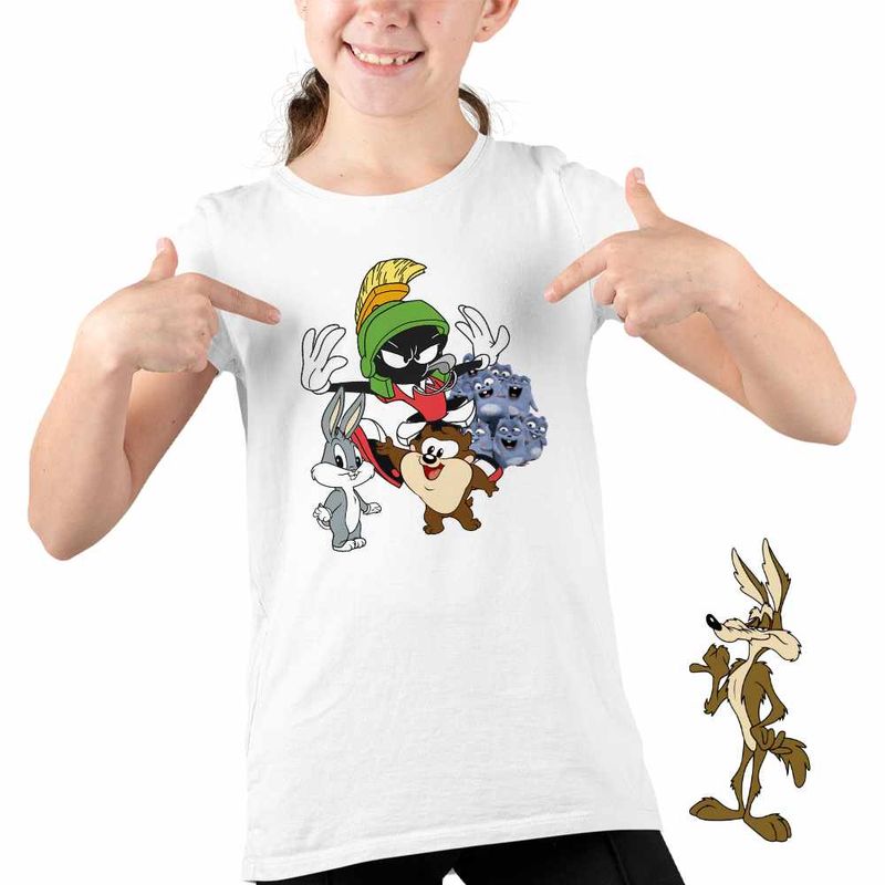 Fashion, accesorii si bijuterii - Copii - Imbracaminte copii - Tricouri copii - Tricou Copii Fete Marvin Martian Bugs Bunny Taz Lemingii, alb, marime XL Copii - Infinity.ro