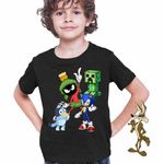 Fashion, accesorii si bijuterii - Copii - Imbracaminte copii - Tricouri copii - Tricou Copii Baieti Marvin Blue Sonic Creeper Looney Desene, negru, marime S Copii - Infinity.ro