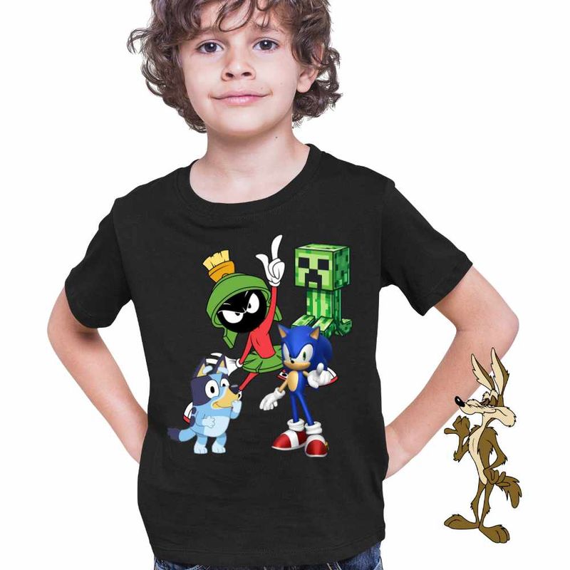 Fashion, accesorii si bijuterii - Copii - Imbracaminte copii - Tricouri copii - Tricou Copii Baieti Marvin Blue Sonic Creeper Looney Desene, negru, marime S Copii - Infinity.ro