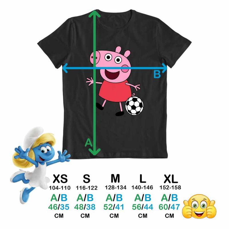 Fashion, accesorii si bijuterii - Copii - Imbracaminte copii - Tricouri copii - Tricou Copii Fete Purcelusa Peppa Fotbal CoolTrend, negru, marime L Copii - Infinity.ro