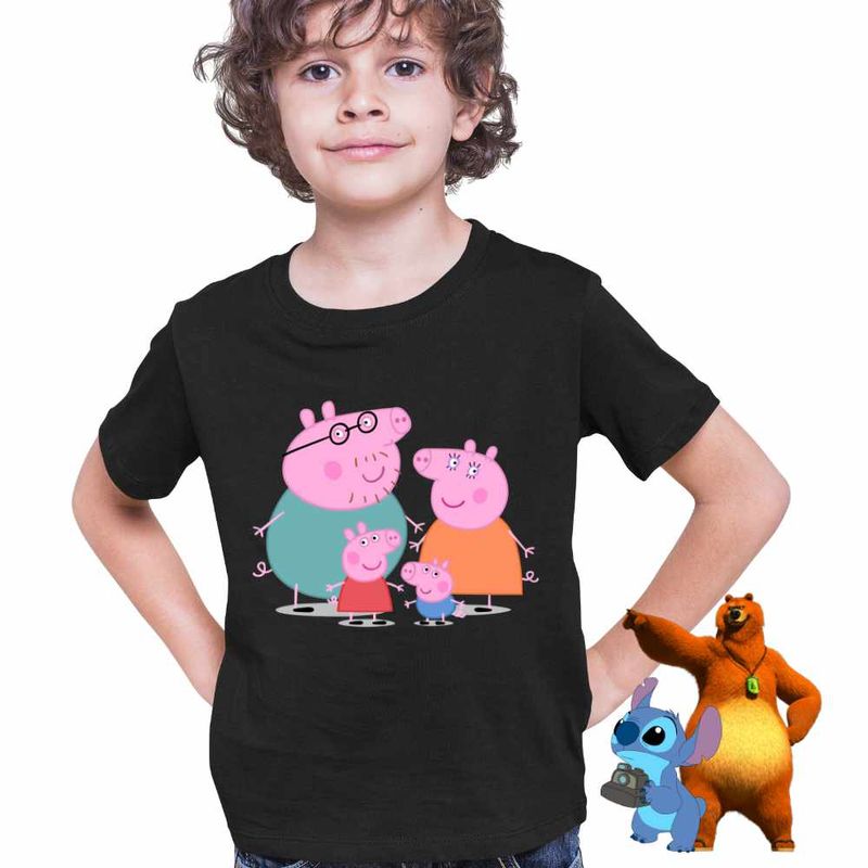 Fashion, accesorii si bijuterii - Copii - Imbracaminte copii - Tricouri copii - Tricou Copii Baieti Purcelusa Peppa Pig Familia CoolTrend, negru, marime XL Copii - Infinity.ro