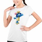 Fashion, accesorii si bijuterii - Copii - Imbracaminte copii - Tricouri copii - Tricou Copii Fete Smurf Blossom Strumfii CoolTrend, alb, marime XL Copii - Infinity.ro