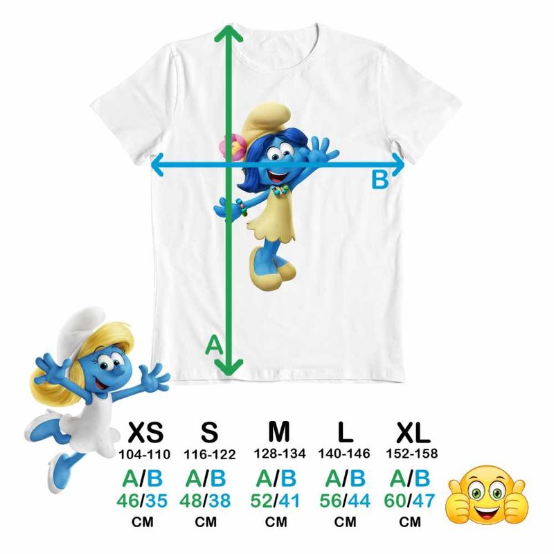 Fashion, accesorii si bijuterii - Copii - Imbracaminte copii - Tricouri copii - Tricou Copii Fete Smurf Blossom Strumfii CoolTrend, alb, marime XL Copii - Infinity.ro
