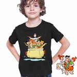 Fashion, accesorii si bijuterii - Copii - Imbracaminte copii - Tricouri copii - Tricou Copii Baieti Familia Flintstone Masina Excursie Epoca de Piatra, negru, marime M Copii - Infinity.ro