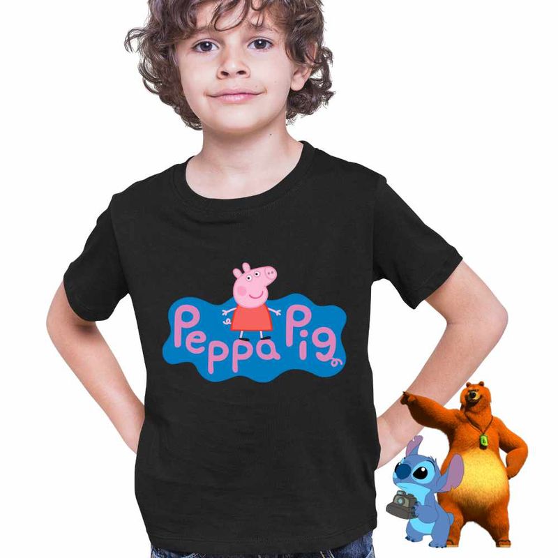 Fashion, accesorii si bijuterii - Copii - Imbracaminte copii - Tricouri copii - Tricou Copii Baieti Desene Animate Peppa Pig CoolTrend, negru, marime XS Copii - Infinity.ro