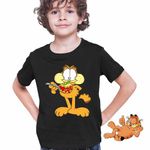 Fashion, accesorii si bijuterii - Copii - Imbracaminte copii - Tricouri copii - Tricou Copii Baieti Garfield Lasagna Mancare Pisic, negru, marime XS Copii - Infinity.ro