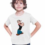 Fashion, accesorii si bijuterii - Copii - Imbracaminte copii - Tricouri copii - Tricou Copii Baieti Popeye Marinarul Looney Cartoon Pescar, alb, marime S Copii - Infinity.ro