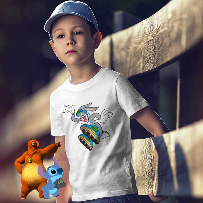 Fashion, accesorii si bijuterii - Copii - Imbracaminte copii - Tricouri copii - Tricou Copii Baieti Bugs Bunny Role CoolTrend, alb, marime L Copii - Infinity.ro