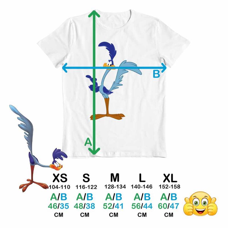 Fashion, accesorii si bijuterii - Copii - Imbracaminte copii - Tricouri copii - Tricou Copii Fete Coiotul Strutul Bip Bip Desene Animate, alb, marime XL Copii - Infinity.ro