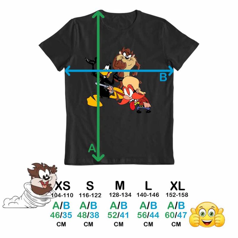 Fashion, accesorii si bijuterii - Copii - Imbracaminte copii - Tricouri copii - Tricou Copii Fete Daffy Duck Tasmanian Devil Taz Yosemite Sam, negru, marime XL Copii - Infinity.ro