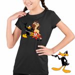Fashion, accesorii si bijuterii - Copii - Imbracaminte copii - Tricouri copii - Tricou Copii Fete Daffy Duck Tasmanian Devil Taz Yosemite Sam, negru, marime XL Copii - Infinity.ro