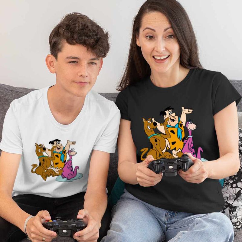 Fashion, accesorii si bijuterii - Copii - Imbracaminte copii - Tricouri copii - Tricou Copii Baieti Familia Flintstone Scooby Doo Dino Catel, negru, marime L Copii - Infinity.ro