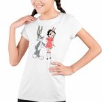 Fashion, accesorii si bijuterii - Copii - Imbracaminte copii - Tricouri copii - Tricou Copii Fete Betty Boop Bugs Bunny Iepuras Playboy, alb, marime XS Copii - Infinity.ro