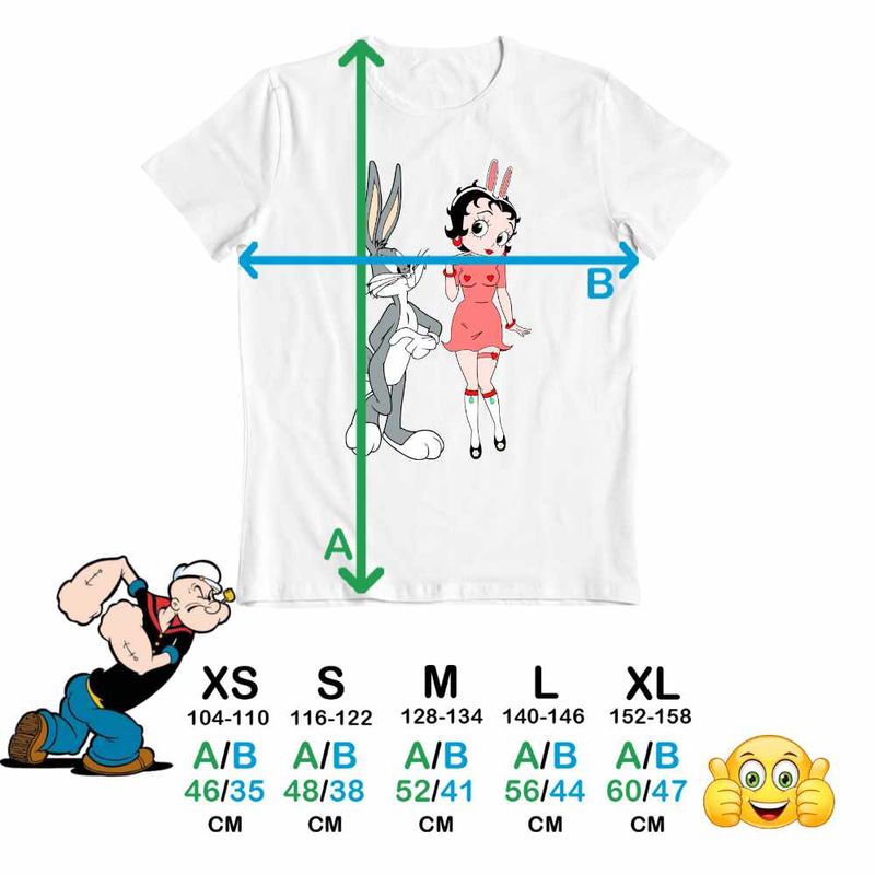 Fashion, accesorii si bijuterii - Copii - Imbracaminte copii - Tricouri copii - Tricou Copii Fete Betty Boop Bugs Bunny Iepuras Playboy, alb, marime XS Copii - Infinity.ro
