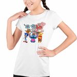 Fashion, accesorii si bijuterii - Copii - Imbracaminte copii - Tricouri copii - Tricou Copii Fete Gumball Stitch Sonic Winnie CoolTrend, alb, marime M Copii - Infinity.ro