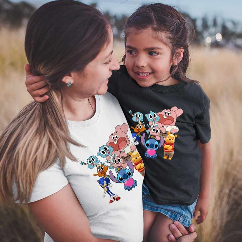 Fashion, accesorii si bijuterii - Copii - Imbracaminte copii - Tricouri copii - Tricou Copii Fete Gumball Stitch Sonic Winnie CoolTrend, alb, marime M Copii - Infinity.ro