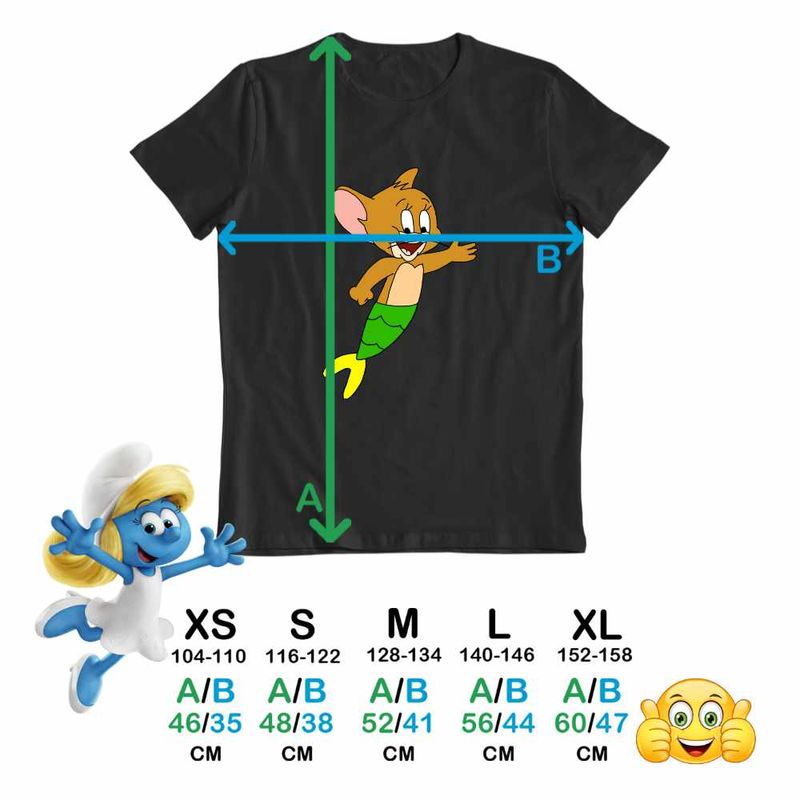 Fashion, accesorii si bijuterii - Copii - Imbracaminte copii - Tricouri copii - Tricou Copii Fete Tom si Jerry Sirena CoolTrend, negru, marime L Copii - Infinity.ro