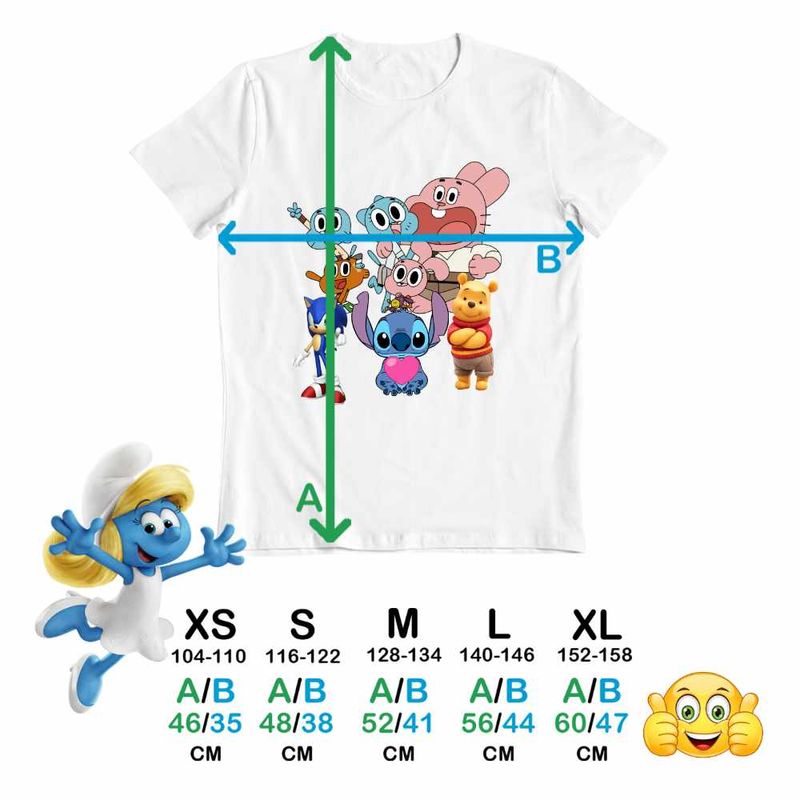 Fashion, accesorii si bijuterii - Copii - Imbracaminte copii - Tricouri copii - Tricou Copii Fete Gumball Stitch Sonic Winnie CoolTrend, alb, marime M Copii - Infinity.ro