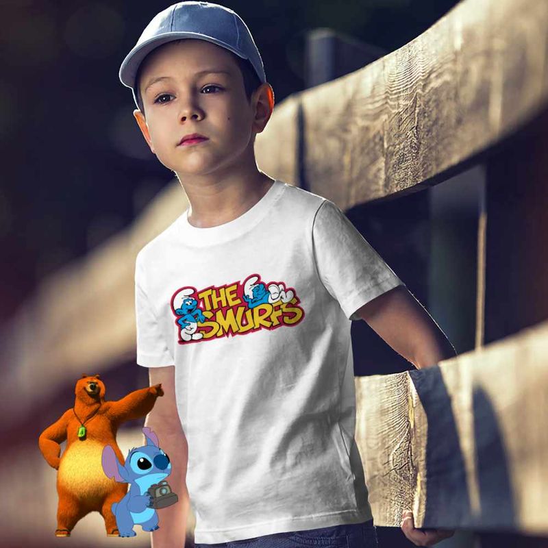 Fashion, accesorii si bijuterii - Copii - Imbracaminte copii - Tricouri copii - Tricou Copii Baieti Satul Strumfilor CoolTrend, alb, marime XL Copii - Infinity.ro