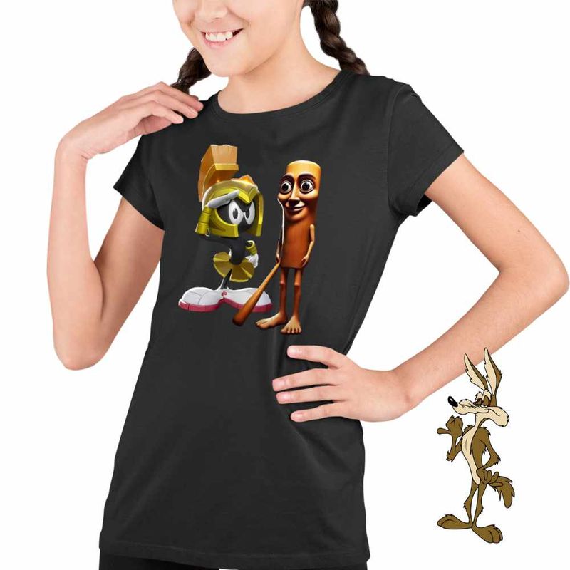 Fashion, accesorii si bijuterii - Copii - Imbracaminte copii - Tricouri copii - Tricou Copii Fete Marvin Martian Tung Sahur Italian Brain rot, negru, marime XL Copii - Infinity.ro