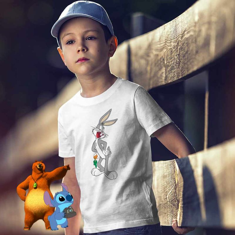 Fashion, accesorii si bijuterii - Copii - Imbracaminte copii - Tricouri copii - Tricou Copii Baieti Bugs Bunny CoolTrend, alb, marime S Copii - Infinity.ro